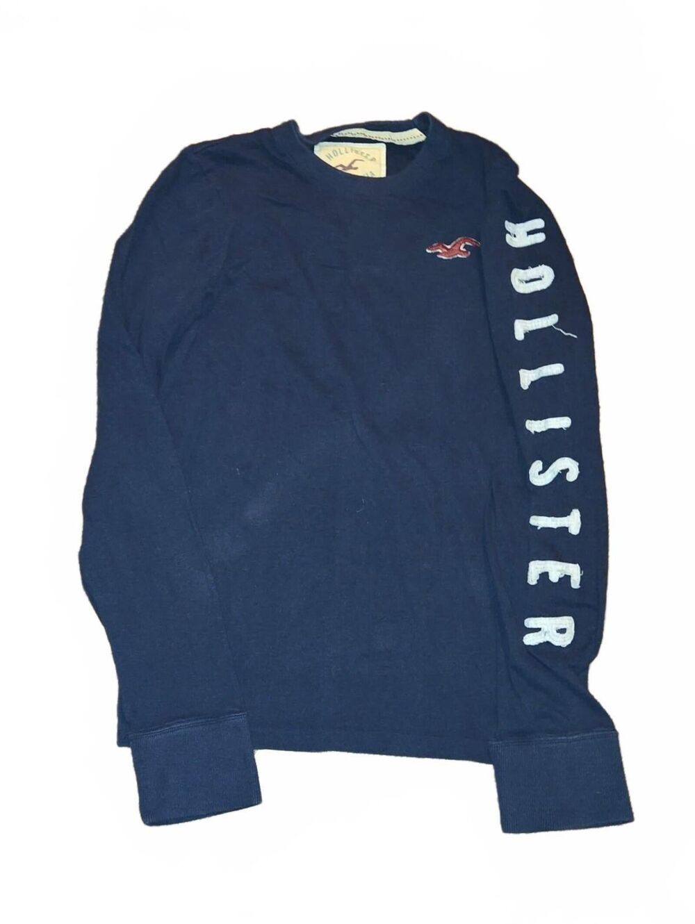 Vintage Hollister Men's Long Sleeve Shirt Size Small Blue Sleeve Hit Y2K